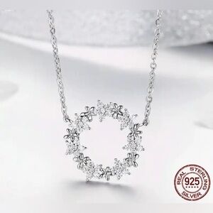 Sterling Silver Flower Circle Necklace